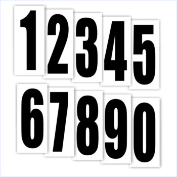 Number Kart Black Printed on White Background Large
