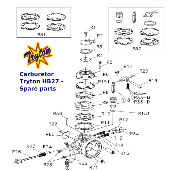 IAME X30 Tryton H27 Carburettor Assembly Schematic Diagram